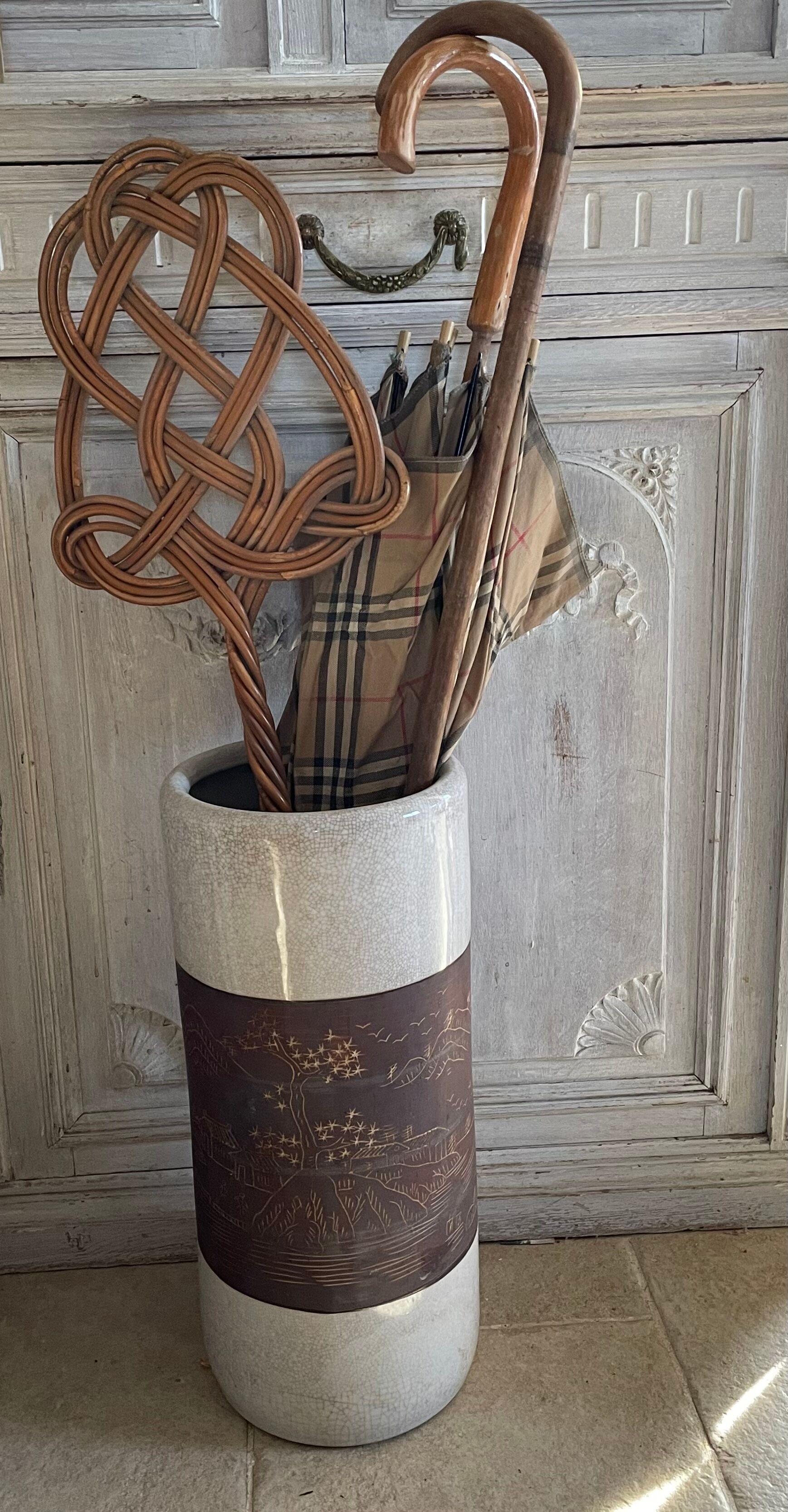 Vintage cracked ceramic umbrella holders