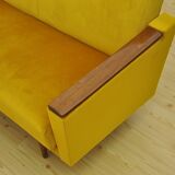 Yellow velvet sofa with fold-out function, 1960s