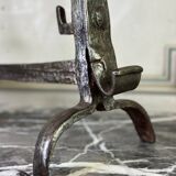 Pair of wrought iron candlesticks, 18th century