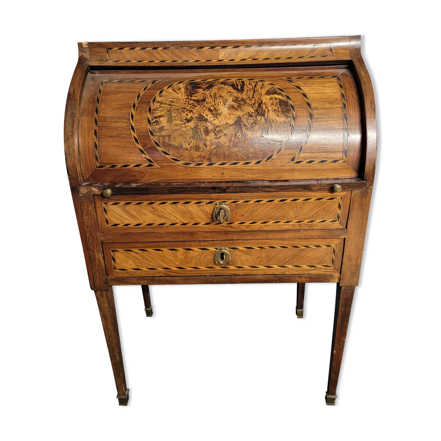 Vintage cylinder desk Louix XVI