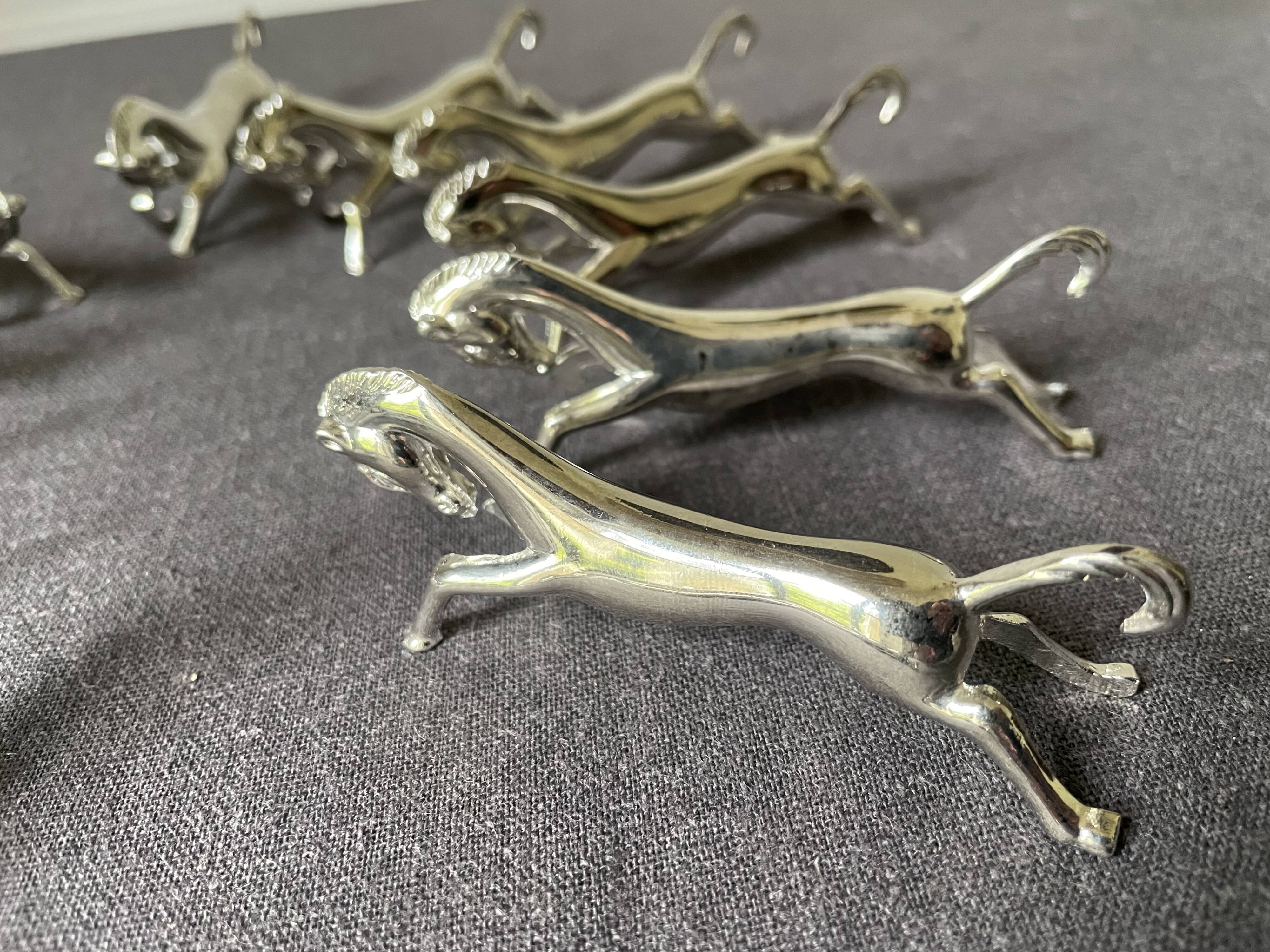 Vintage silver metal horse knife holder