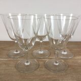 5 engraved glass foot glasses