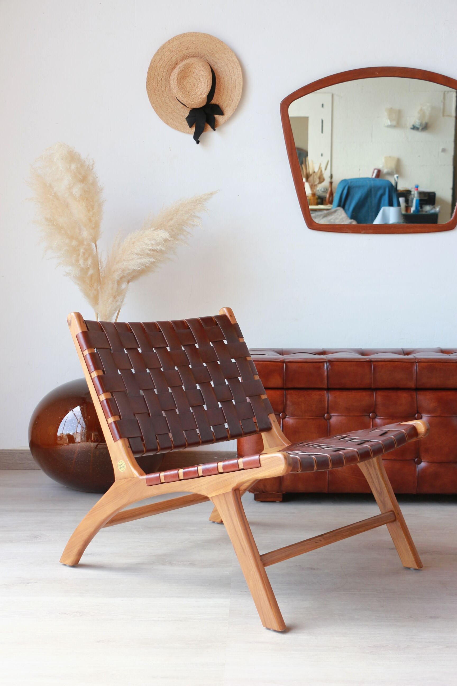 Pair of Teak & Leather heaters - model "Los Angeles" - Olivier de Schrijver