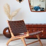 Pair of Teak & Leather heaters - model "Los Angeles" - Olivier de Schrijver