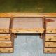 Antique desk by James Winter & Sons London in satin wood and leather.