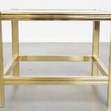 Table d'appoint/table basse vintage Hollywood Regency avec plateau en verre