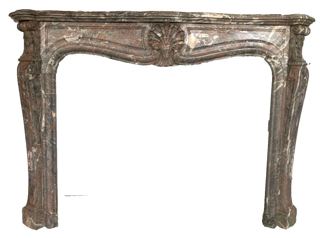 Louis XV style fireplace in red breche marble 19th century