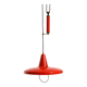 Mid-Century Modern red aluminum pendant lamp, height adjustable, Italy