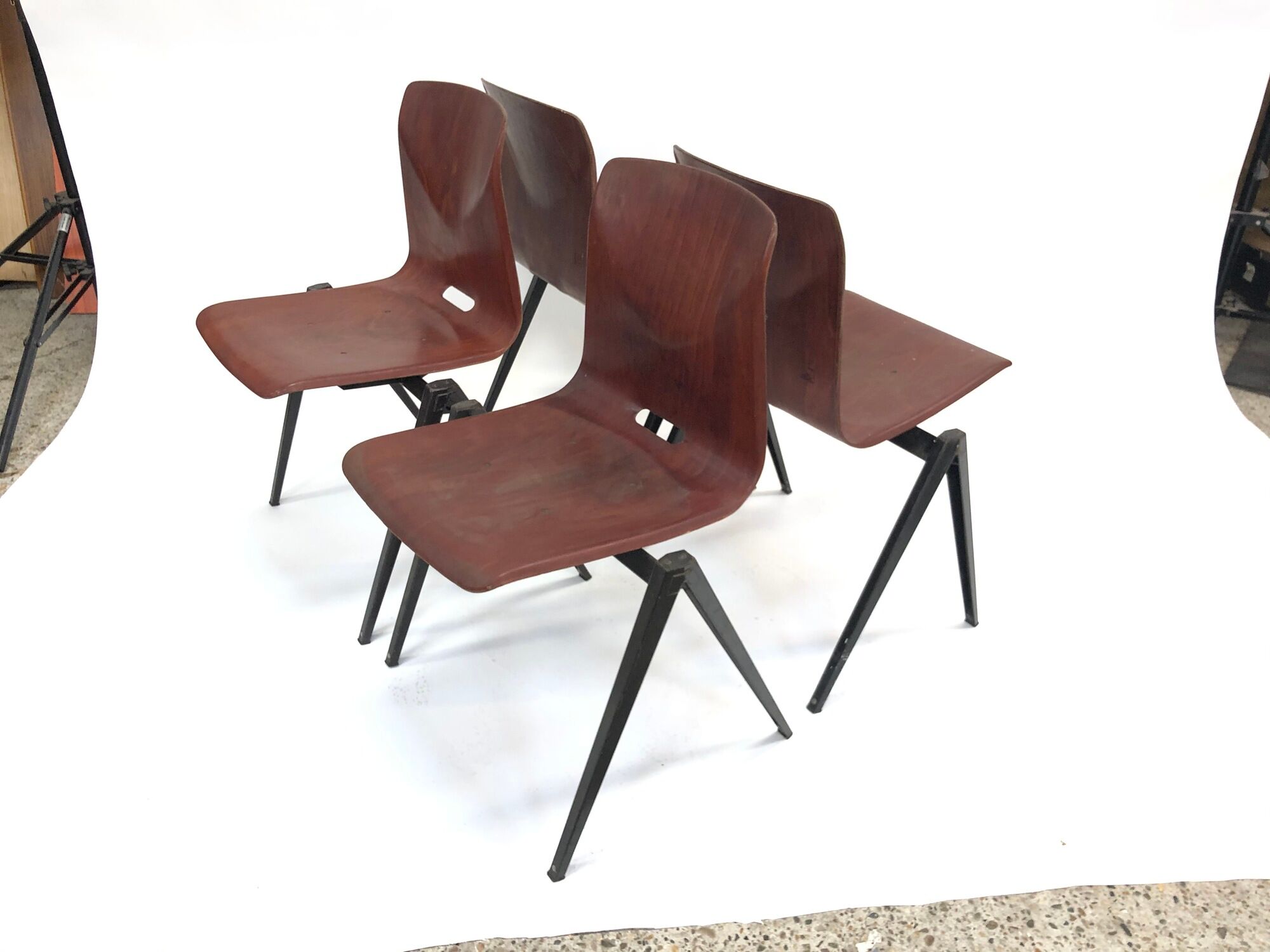 Vintage set of four Galvanitas S22 school chairs in the Netherlands