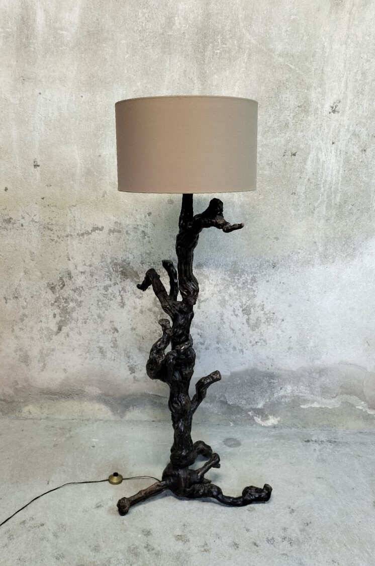 Vine wood floor lamp