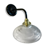 Vintage wall lamp in electrified holophanous glass to nine