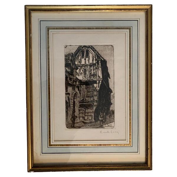 Émile Leroy, dessin d’une rue de Rouen, vers 2000