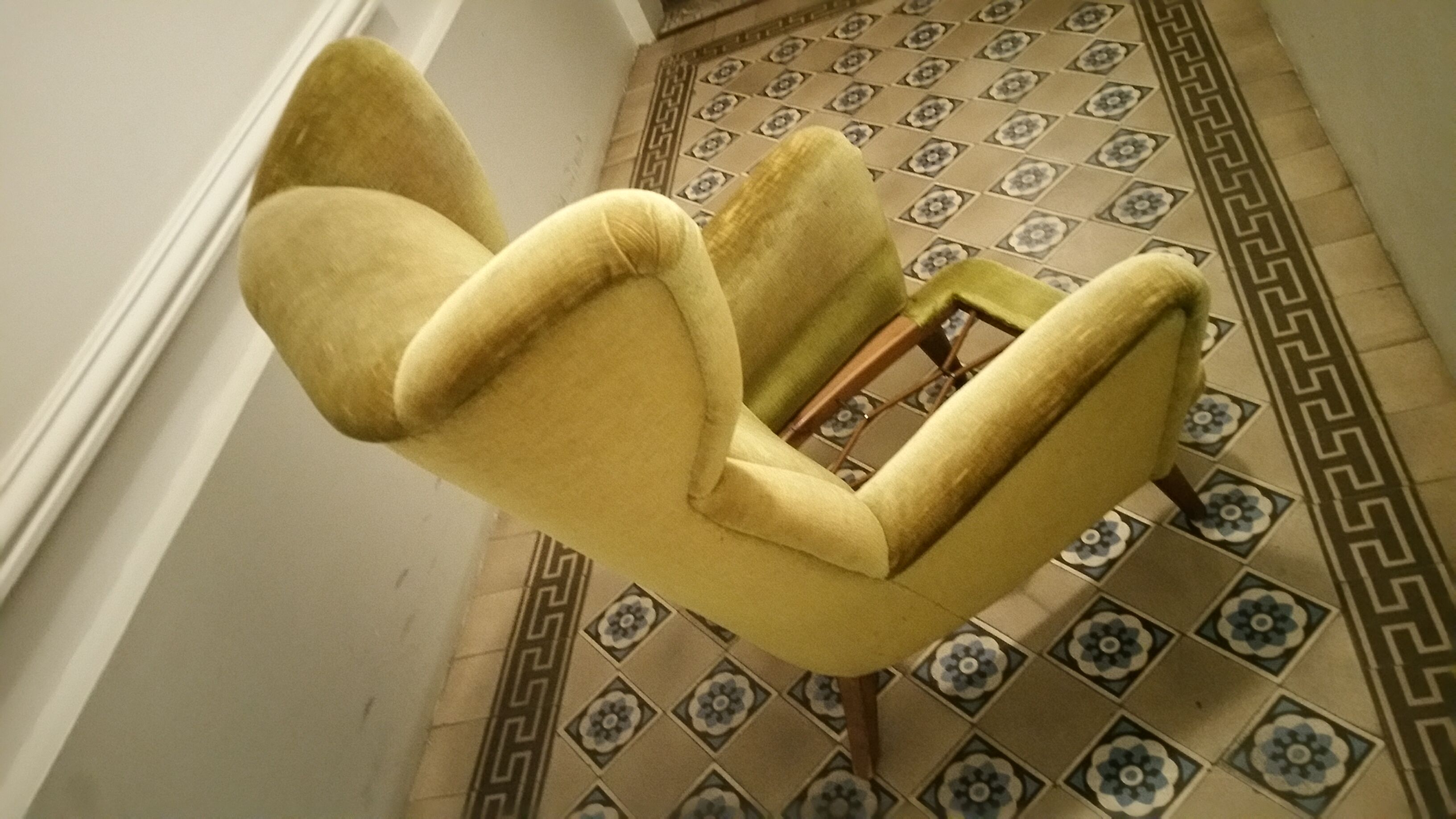 Danish wingback chair years 50-60 green armchair