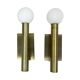 Pair of Lucky Brilliant wall sconces, brass and white globes, Art Deco styl