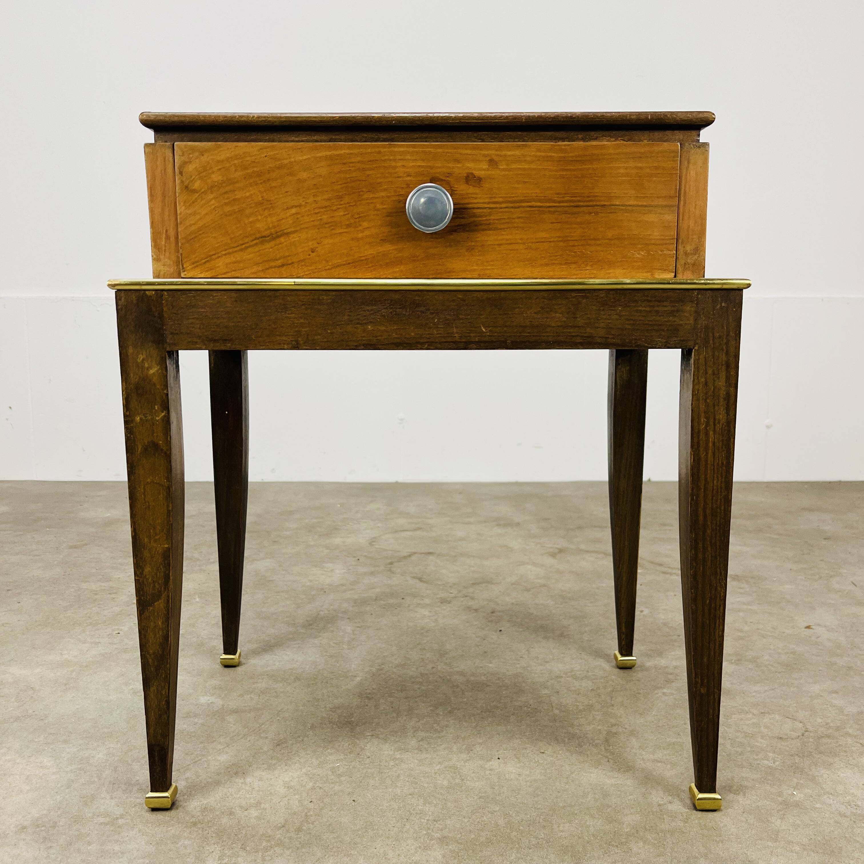 Art Deco mirror and brass bedside table