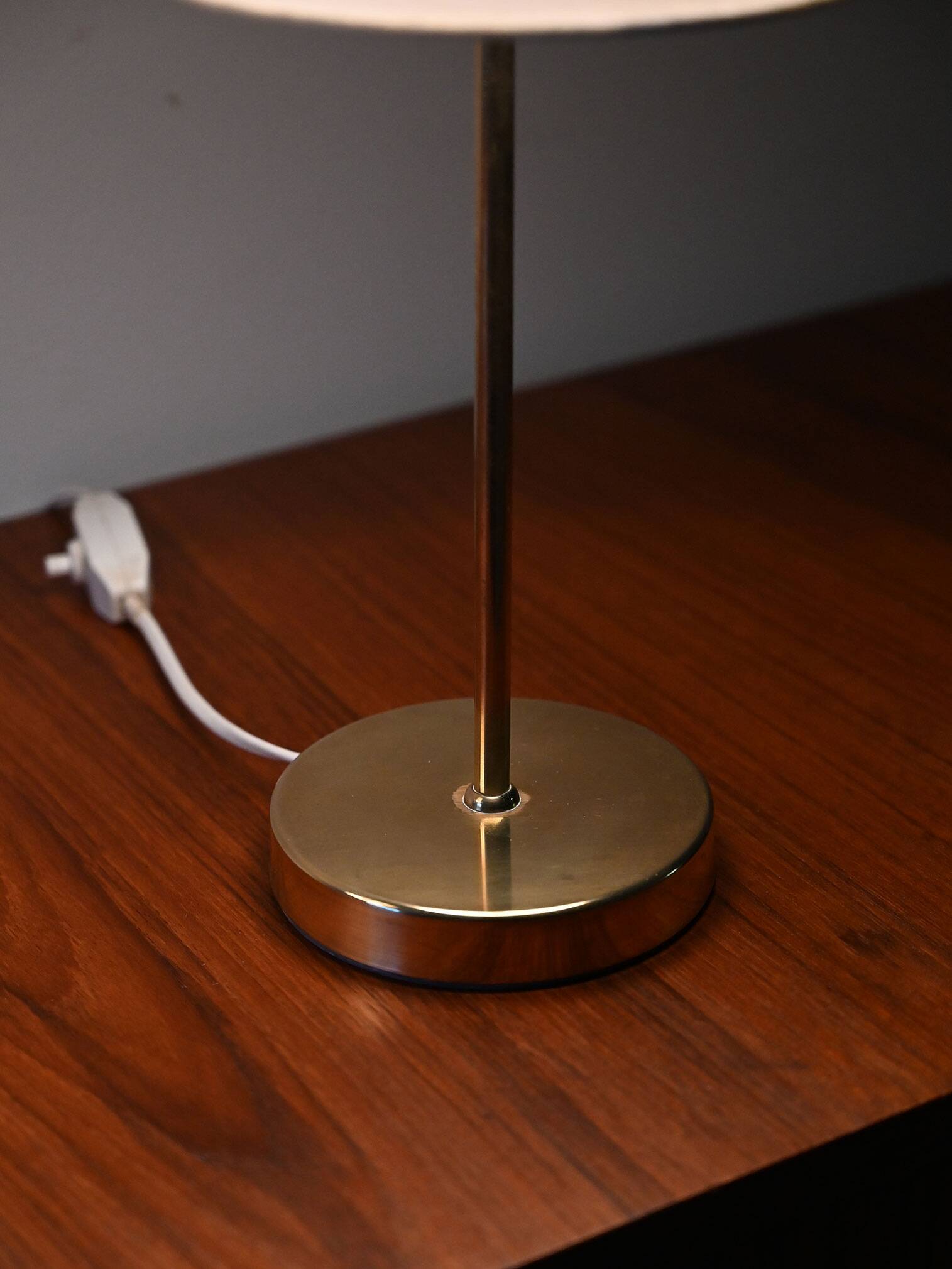 Pair of Scandinavian brass bedside lamps