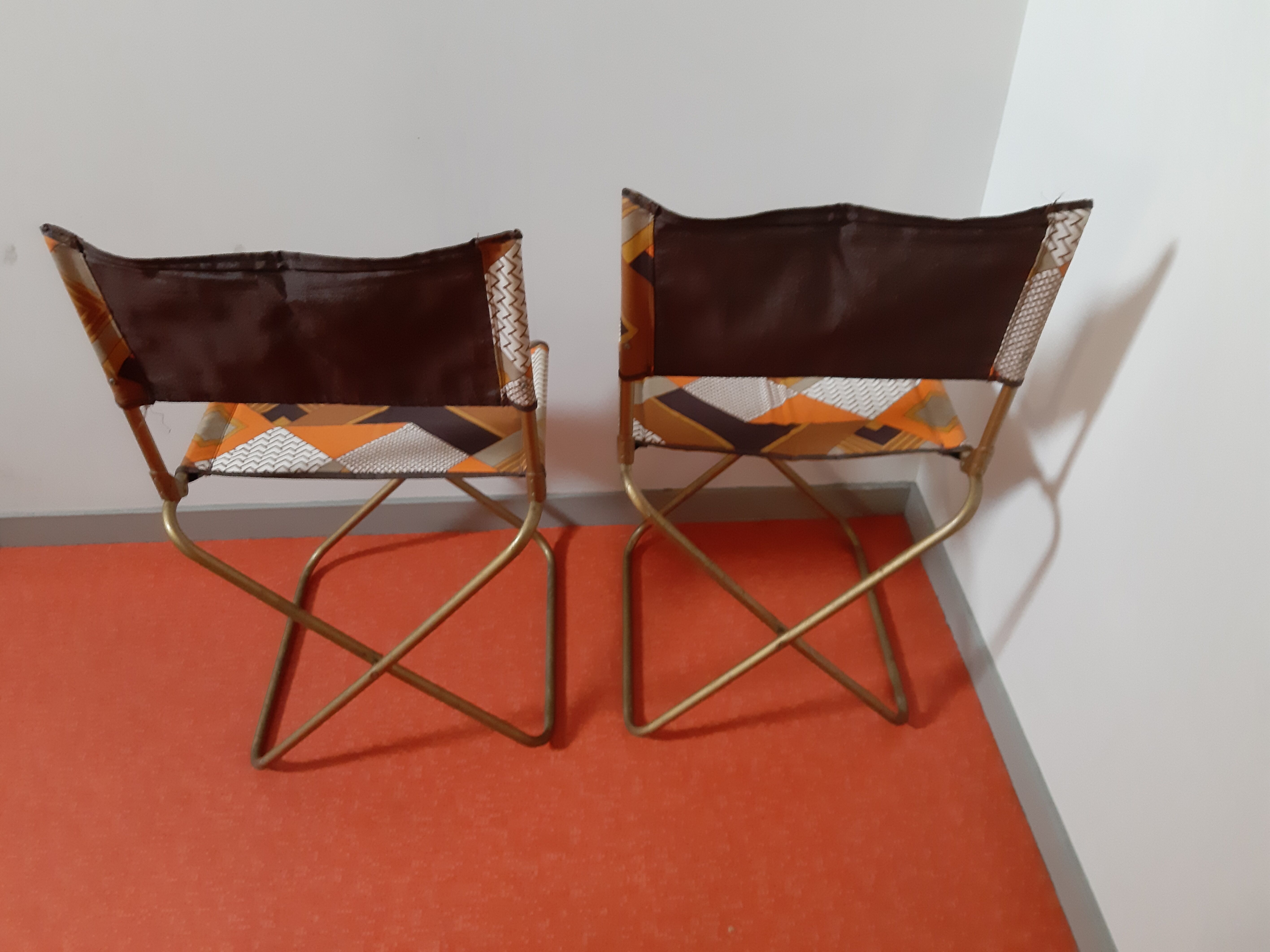 Pair of foldable camping chairs from the 70s