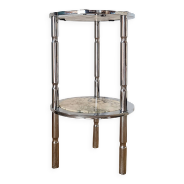 Marble and chrome side table, Italy 1970s