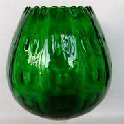 Vase Chalice glass Empoli green centerpiece on foot 38 cm cut collection