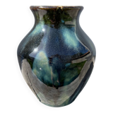 Signed ceramic flamed vase