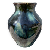 Signed ceramic flamed vase
