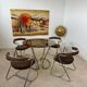 Set of 4 chrome tubular chairs Italian design from the 70s vintage fabric and metal