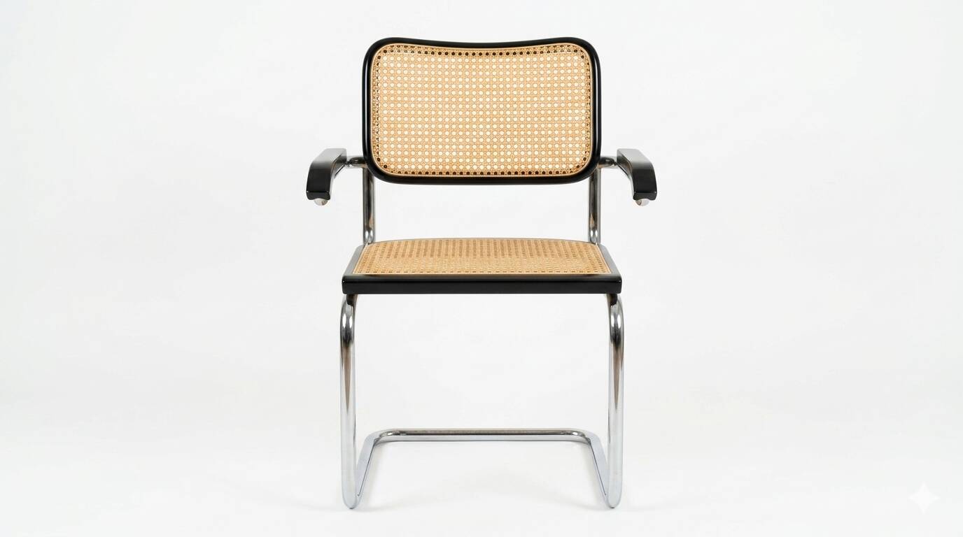 Cesca B64 black armchair Bauhaus Marcel Breuer, Italy