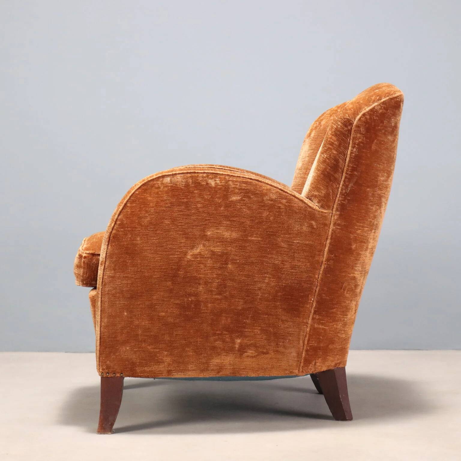 Vintage velvet armchair design Italy 1940s-1950s