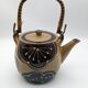 Tea set japan asia glazed stoneware decoration flower wicker handle