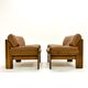 Pair of leather armchairs by Sapporo for Mobil Girgi, italy 1970s