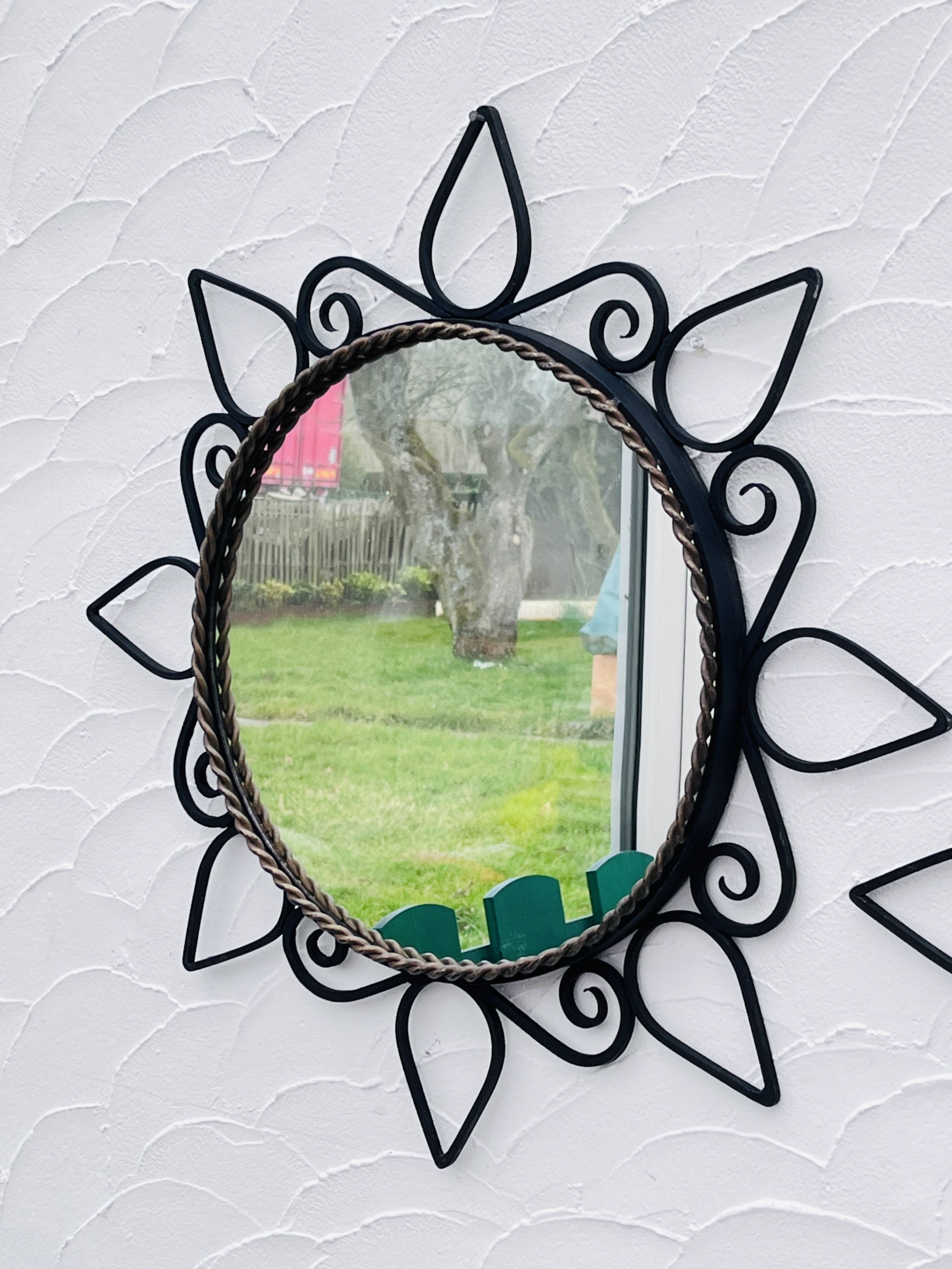 Wrought iron mirror duo