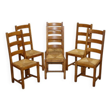 Vintage Dining Chairs, France, 1950s, Set of 6