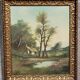 Henri catrou 19th century: oil on canvas lake landscape, napoleon iii period (b)