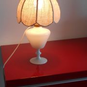 Bedside lamp porcelain and burlap