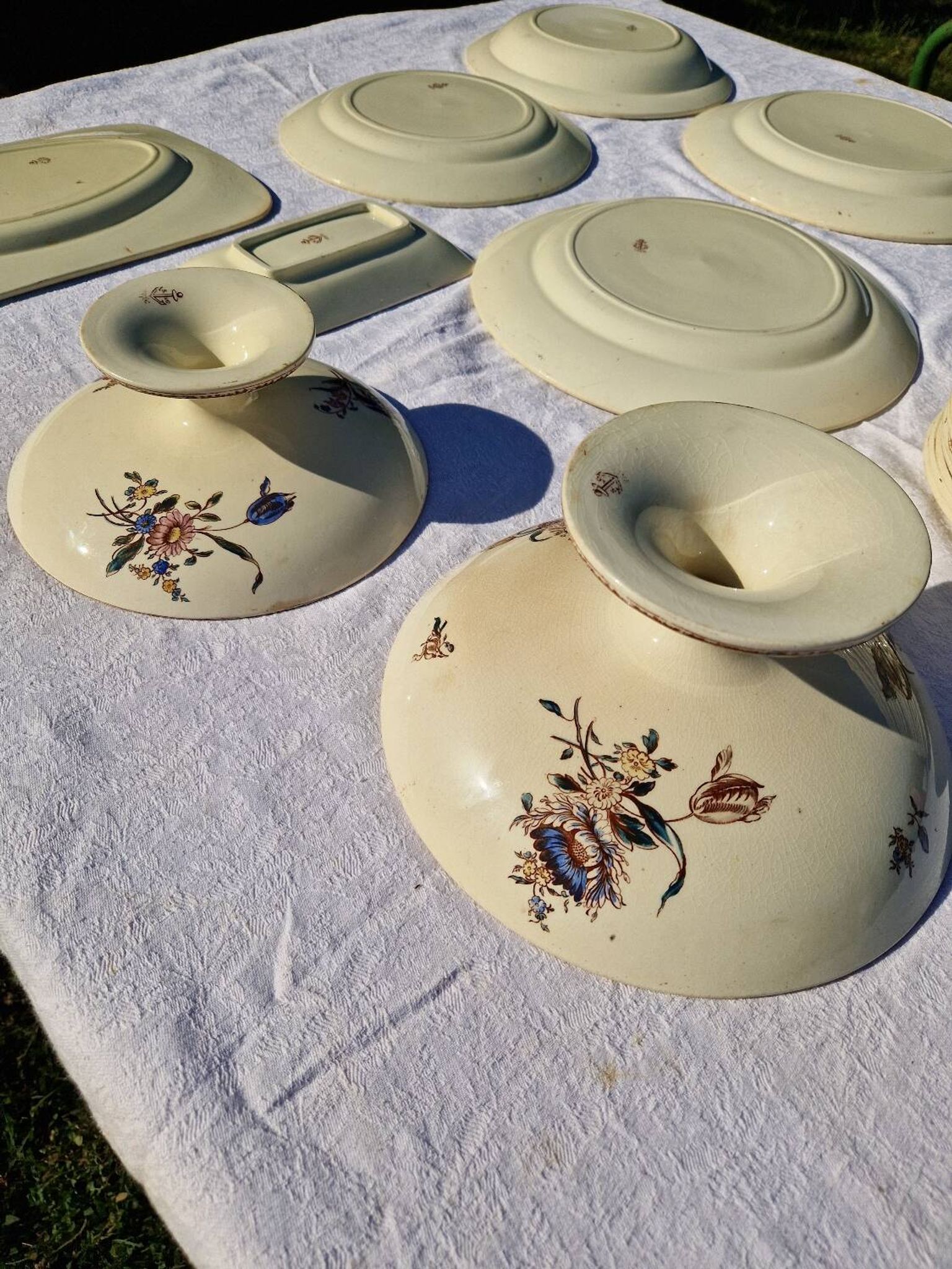 Clairefontaine earthenware plate and fruit bowl set, Saxe model