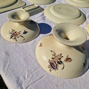 Clairefontaine earthenware plate and fruit bowl set, Saxe model