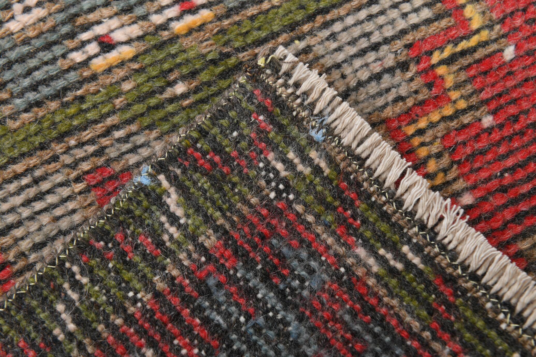 2x3 Red Green Oriental Vintage Rug, 48x89Cm