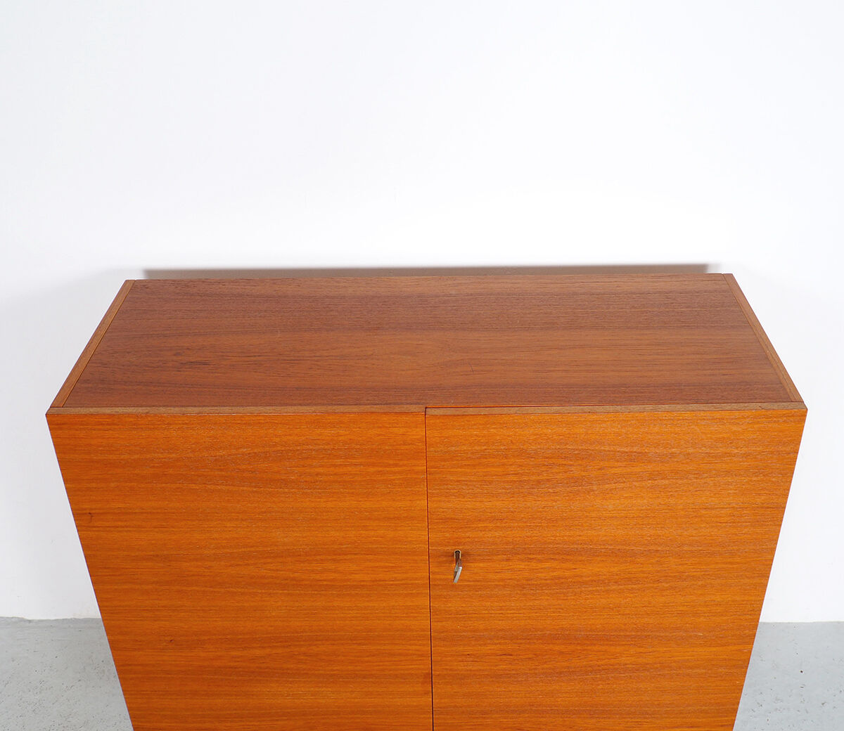 Vintage teak desk in cabinet, 1960s
