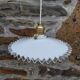 Lot de 4 suspensions en opaline blanche festonnée art Deco