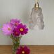 Vintage art deco tulip pendant light in frosted glass signed Degué