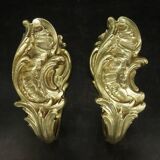 Pair of 19th century Rocaille / Rococo style tiebacks - gilded bronze