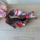 Butter dish set with butter knife in the shape of a colorful fish, Vallauris style