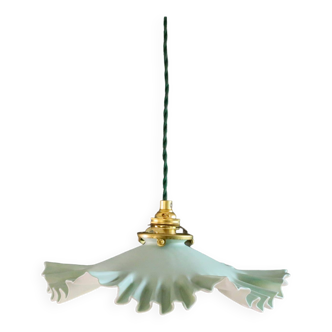 old pendant light painted green and white - delivered with cable and new socket