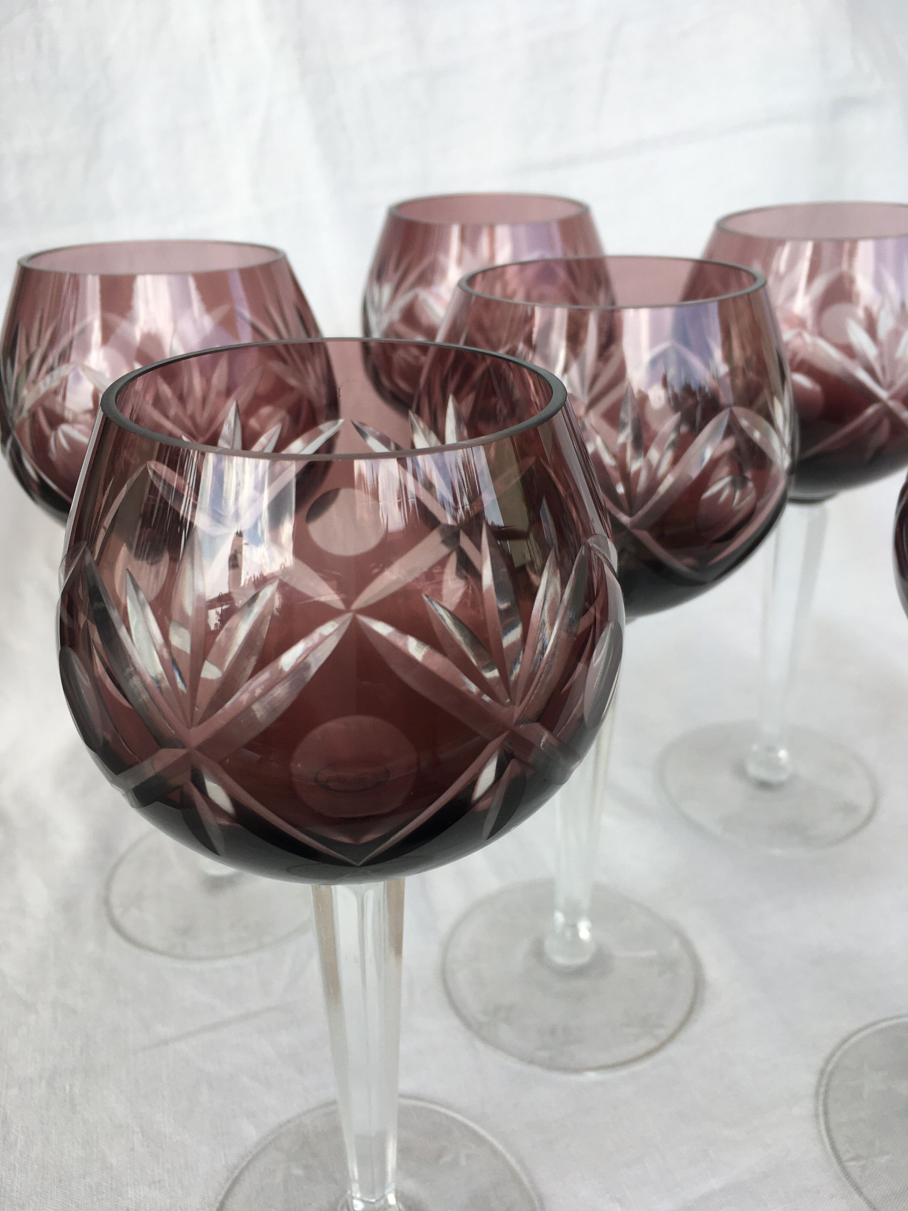 Set of 6 Bohemian crystal glasses
