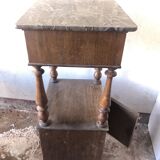 Wooden and marble bedside table