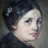 19th Century Victorian Portrait of a Lady Oil Painting, Framed