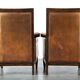 Vintage Art Deco Sheepskin High Back Armchair Set with Wood Finish