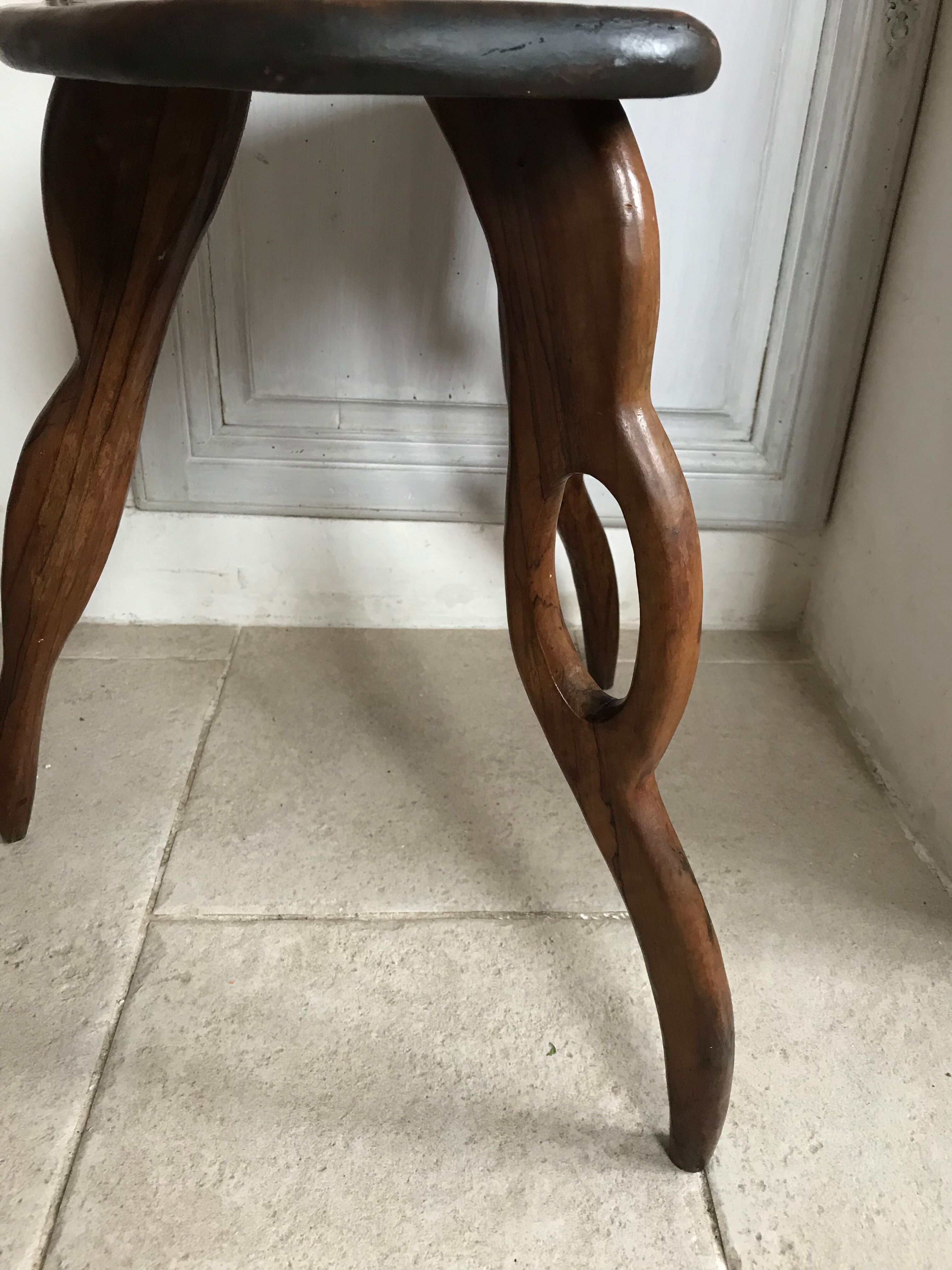 Olivewood tripod stool