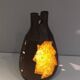 Lampe en céramique et verre jaune-orangé, 1970
