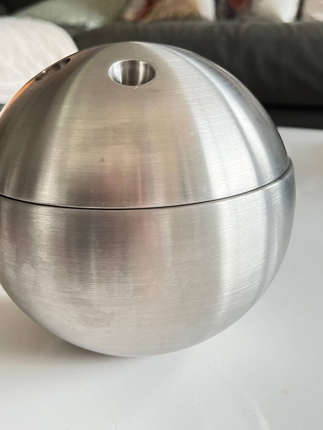 Vintage bowling ball chrome ice bucket - 70s